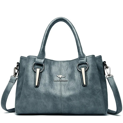 Leather Shoulder Bag – Women's Luxury 3-Layer Crossbody