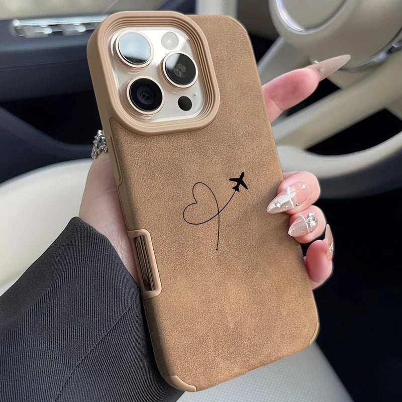Airplane Heart Faux Leather iPhone Case – Cute Travel Design