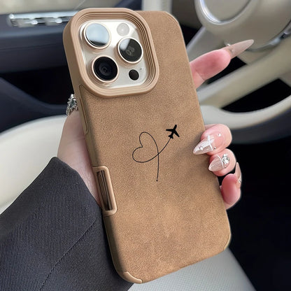 Airplane Heart Faux Leather iPhone Case – Cute Travel Design