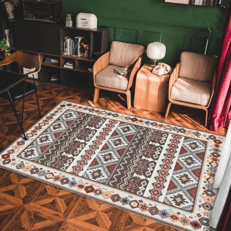 Bohemian Area Rug – Soft Non-Slip Ethnic Style Carpet, Machine Washable
