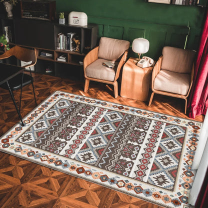 Bohemian Area Rug – Soft Non-Slip Ethnic Style Carpet, Machine Washable
