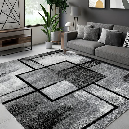Vikama Modern Luxury Geometric Rug Stain-Resistant Easy Maintain Living Room Sofa Throw Bedroom Home