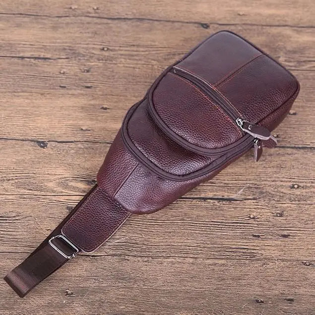 Genuine Leather Crossbody Chest Bag for Men