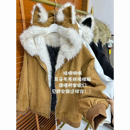 Camo Zip-Up Hoodie Jacket – Women's Warm Cotton Hooded Coat