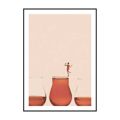 Surrealist Diver Wine Glass Wall Art Poster – Unframed Print