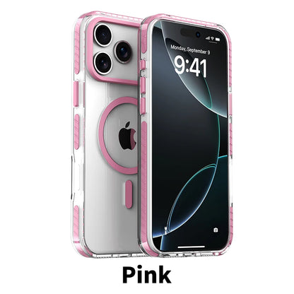 MagSafe Clear iPhone Case with Colorful Striped Border