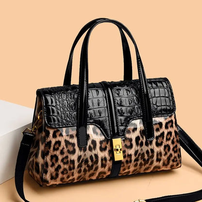 Leopard Patent Leather Shoulder Bag for Women – Luxury Handbag