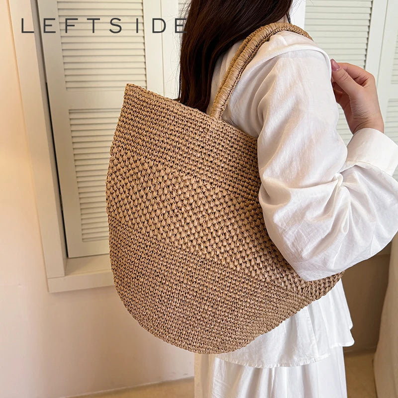 Straw Woven Beach Tote Bag – Large Capacity Summer Shoulder Bag