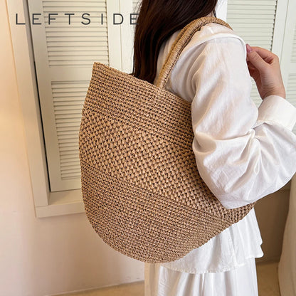 Straw Woven Beach Tote Bag – Large Capacity Summer Shoulder Bag