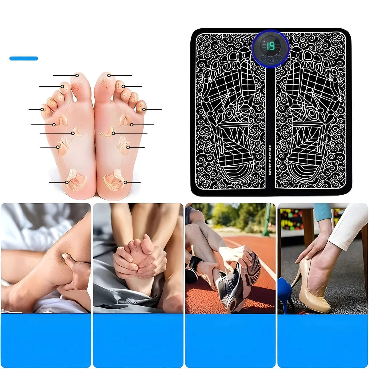 Electric Foot Massager Pad 8 Modes 19 Levels
