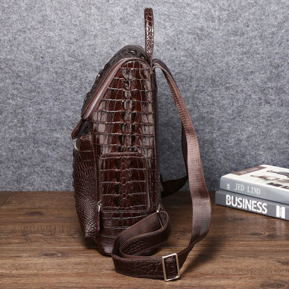 Crocodile-Embossed Leather Men's Backpack – Luxury Alligator Bag