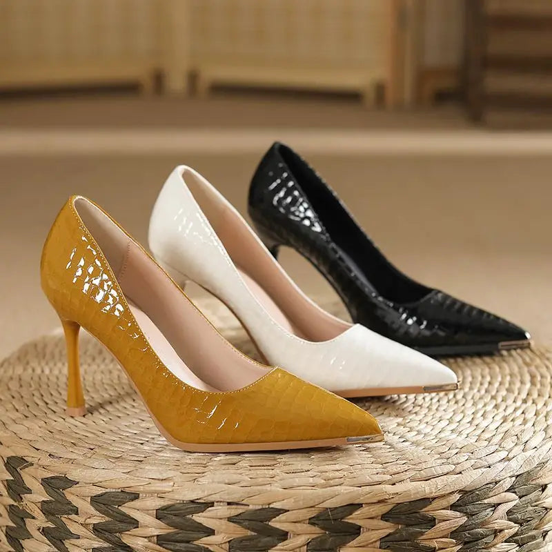Women's Pointed Toe Stiletto Heels – Patent Leather Pumps