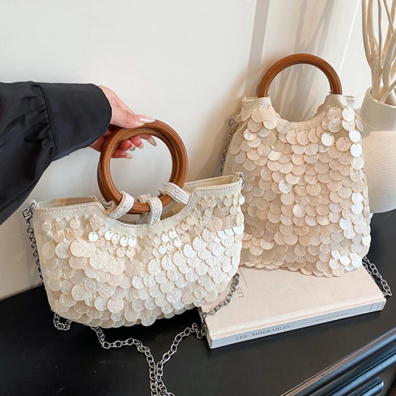 Luxury Woven Seashell Shoulder Bag