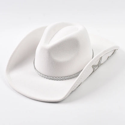 Rhinestone Star Cowgirl Hat – Wide Brim Western Cowboy Hat for Women