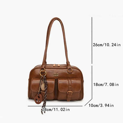 Women's Retro Solid Color Pu Leather Shoulder Bag