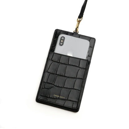 Leather Phone Bag Purse with Lanyard – Hiram Beron Croco