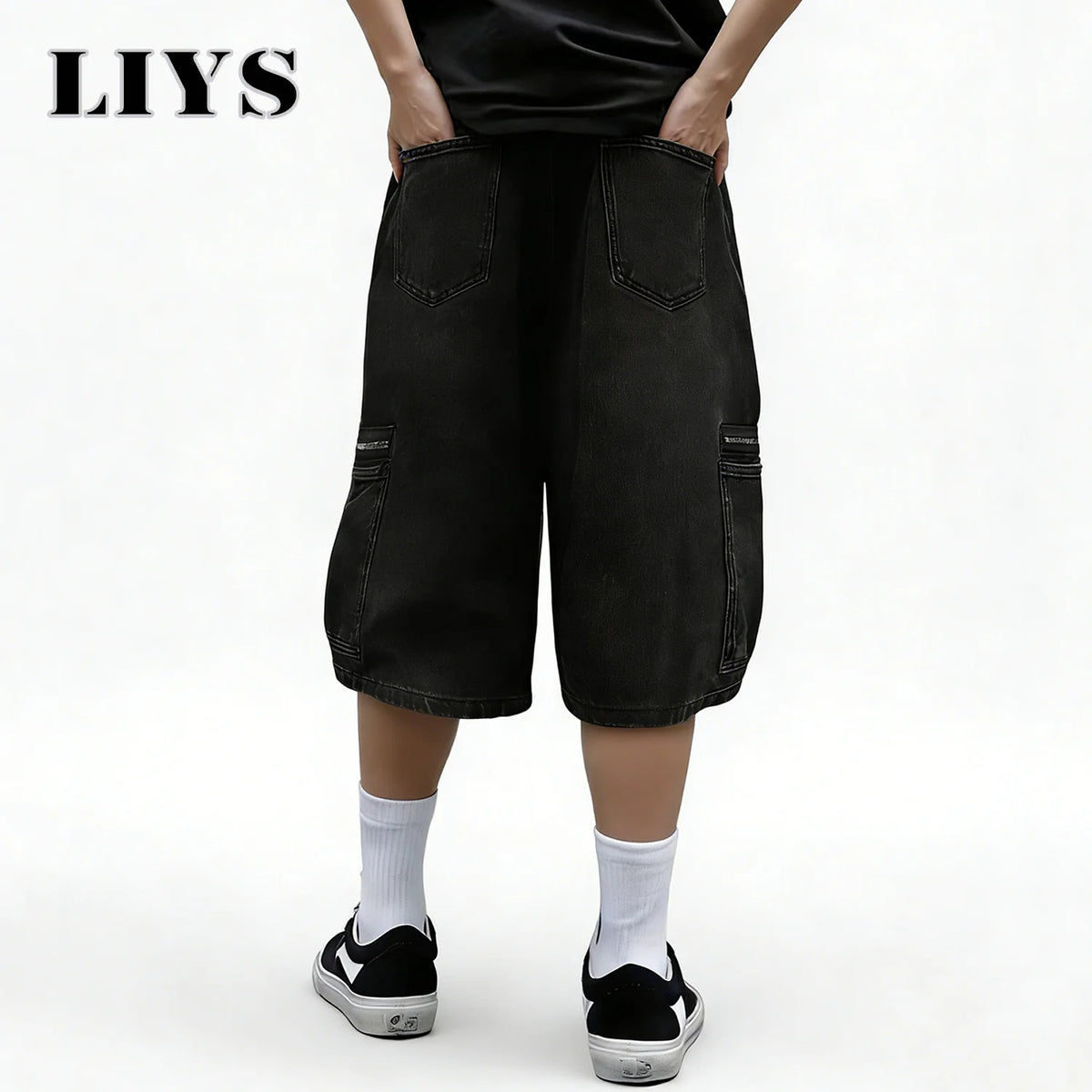 Men's Baggy Cargo Denim Shorts – Multi-Pocket Streetwear
