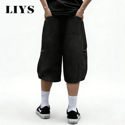 Men's Baggy Cargo Denim Shorts – Multi-Pocket Streetwear