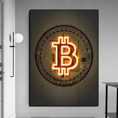 Neon Bull Canvas Wall Art Poster – Crypto Bitcoin Decor