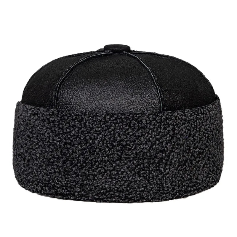 Men's Winter Sherpa Brimless Beanie Hat with Ear Warmers