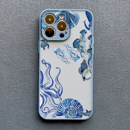 iPhone Case Ocean Wave Frosted with Camera Lens Protection