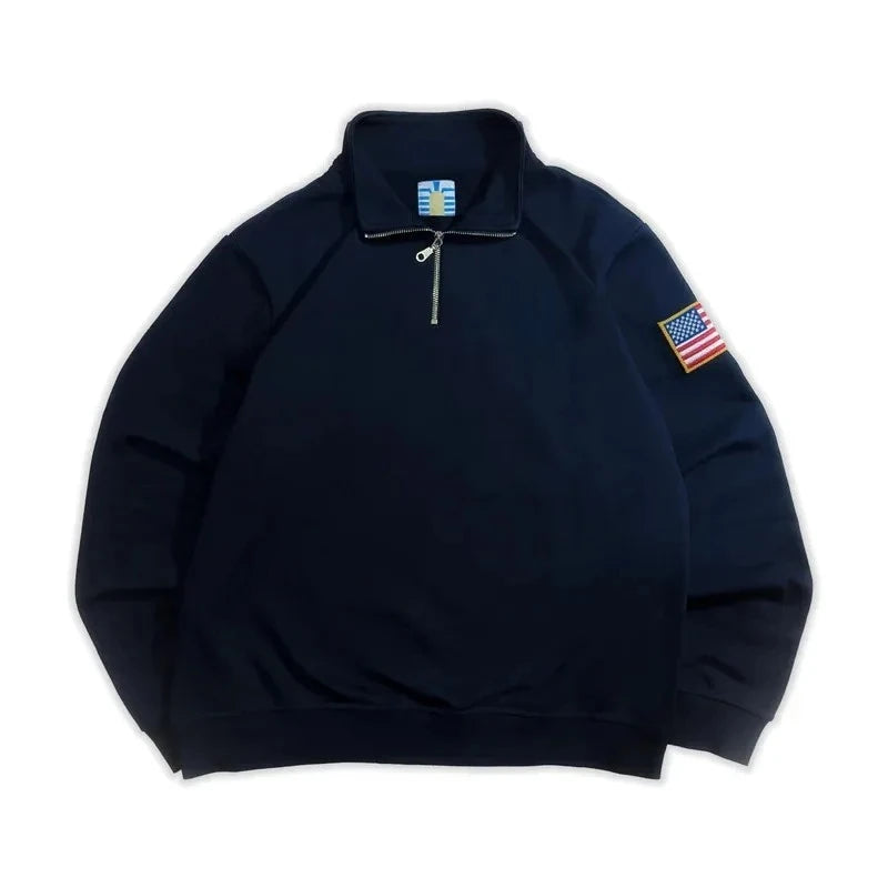 Quarter Zip Pullover Hoodie for Men – Vintage Streetwear Sweatshirt