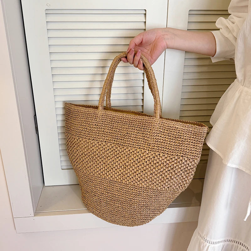 Straw Woven Beach Tote Bag – Large Capacity Summer Shoulder Bag