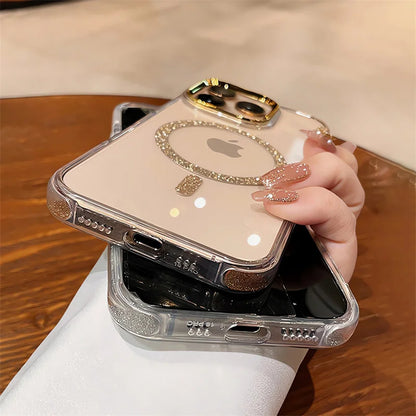 Glitter Clear Phone Case for iPhone 16 15 14 13 12 11 Pro Max Plus – Magnetic Wireless Charging