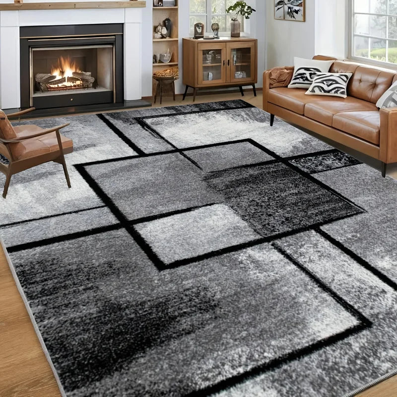 Vikama Modern Luxury Geometric Rug Stain-Resistant Easy Maintain Living Room Sofa Throw Bedroom Home