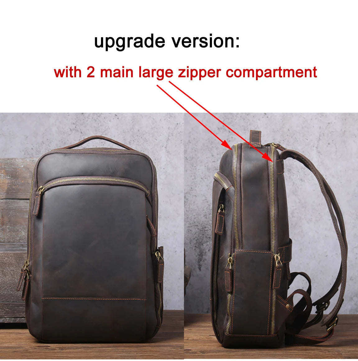 Crazy Horse Leather Backpack for Men – Vintage Laptop Rucksack