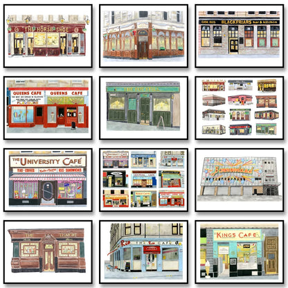 Glasgow Bookshops Wall Art Poster – Watercolor Illustrated Print