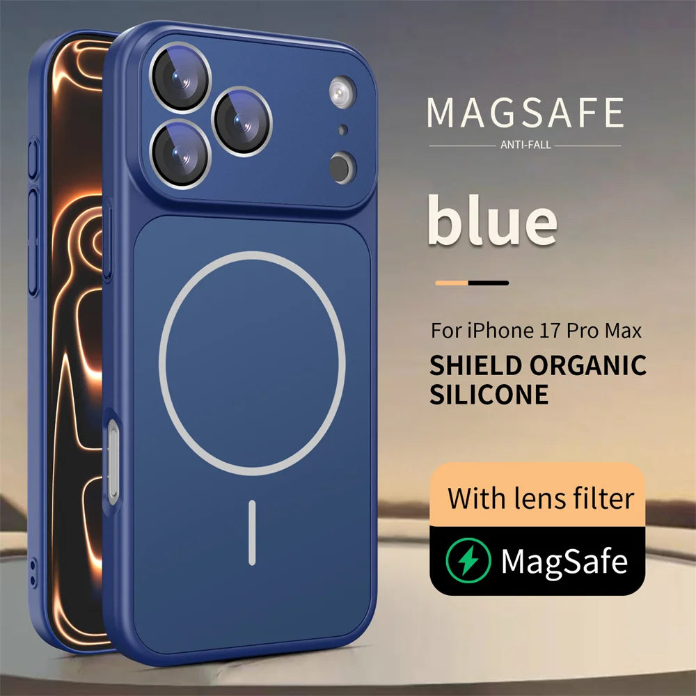 MagSafe Liquid Silicone iPhone Case with Lens Filter – iPhone 13 to 17 Series