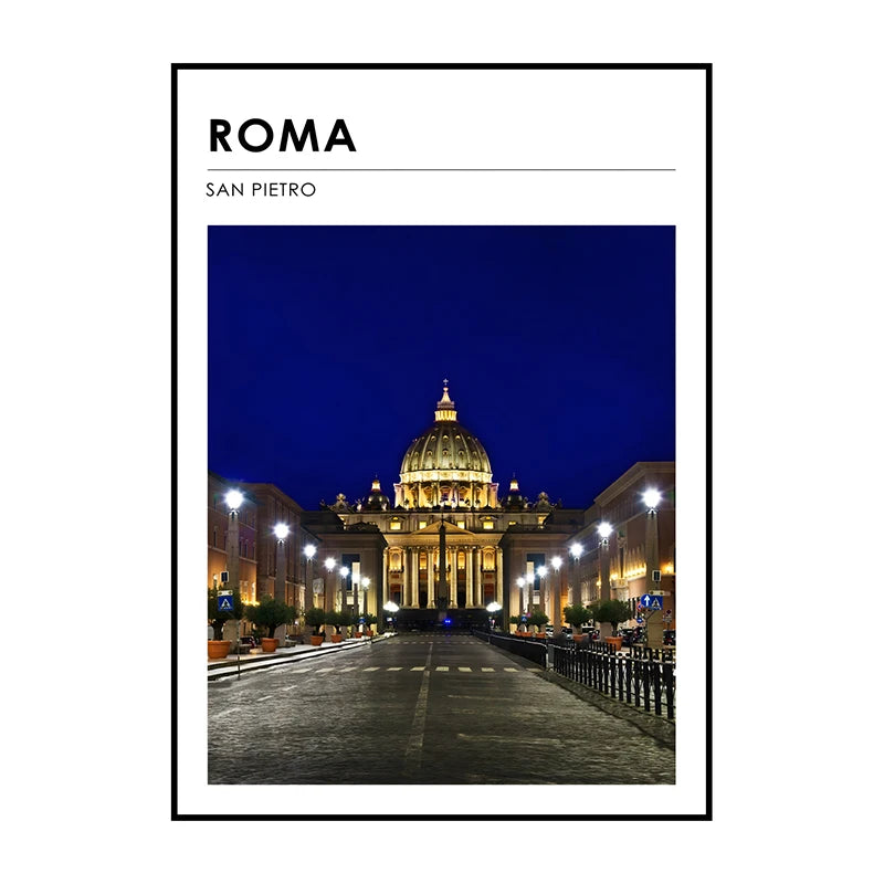 Famous City Architecture Wall Art Poster – Canvas Print for Living Room