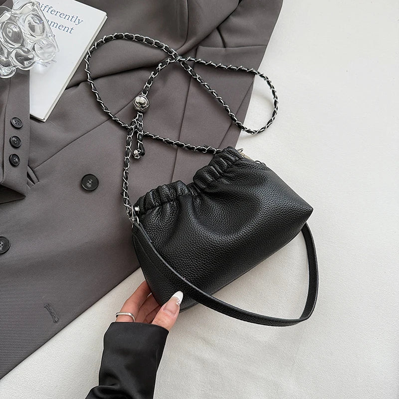 New Luxury Small PU Leather Solid Color Handbags