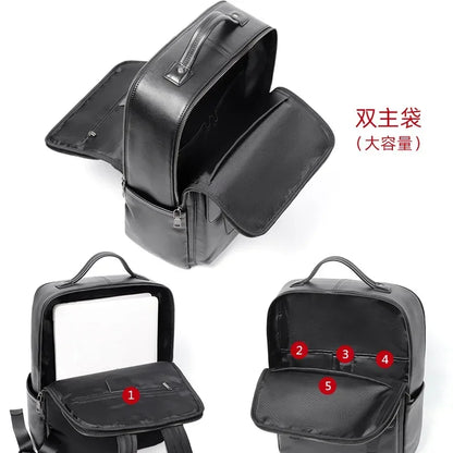Genuine Leather Men's Backpack Large Capacity Laptop Bag
