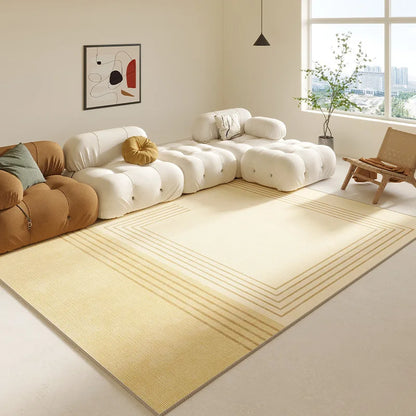 Cream Abstract Area Rug – Light Luxury Living Room Carpet
