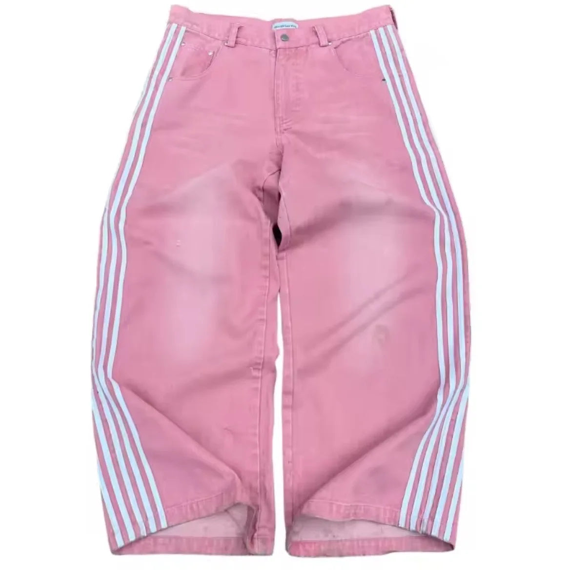 Y2K Baggy Wide-Leg Jeans with Side Stripe – Harajuku Streetwear