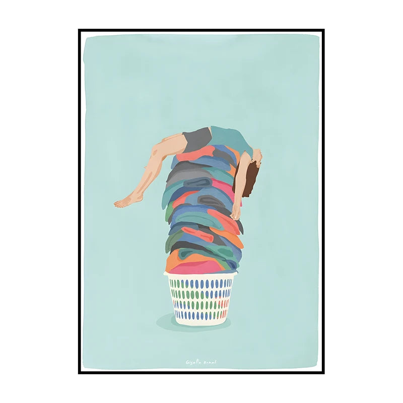 Laundry Basket Canvas Poster – Minimalist Funny Wall Art Print