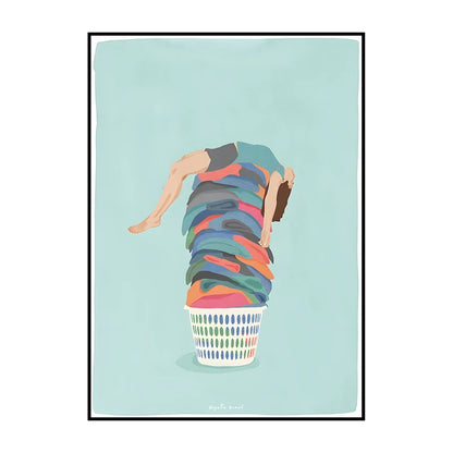 Laundry Basket Canvas Poster – Minimalist Funny Wall Art Print