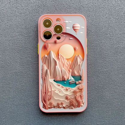 Fantasy Landscape iPhone Case – Hot Air Balloon & Planet Design