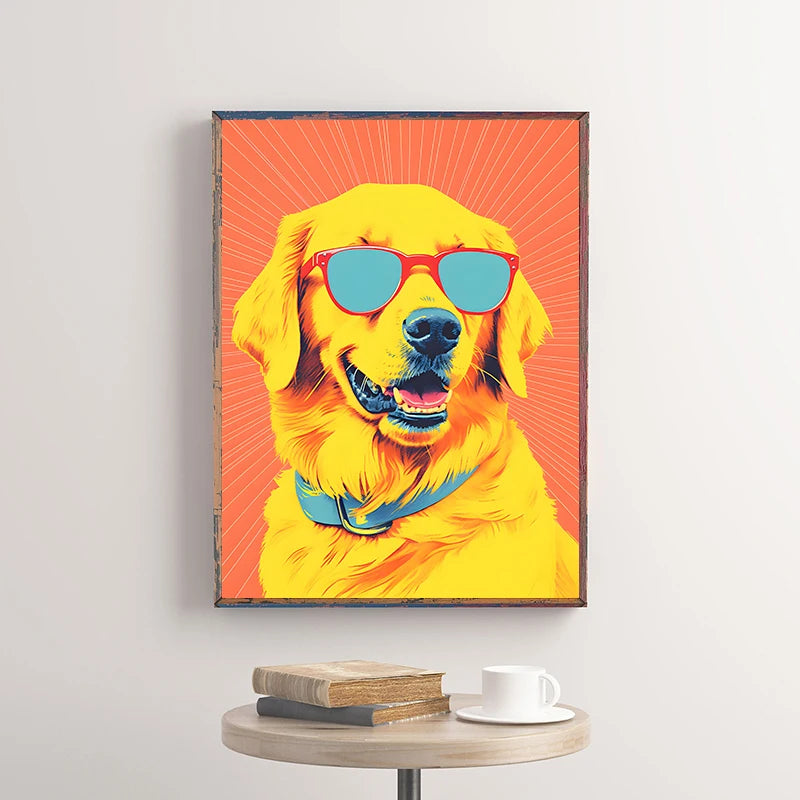 Corgi Wearing Sunglasses Poster Funny Dog Canvas Painting Print Wall Art Picture Living Room Cuadros