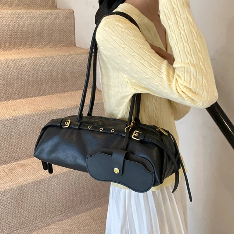 Buckle Decoration Fashion PU Shoulder Bag