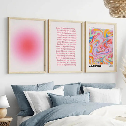 Aura Gradient Canvas Poster – Retro 70s Psychedelic Wall Art