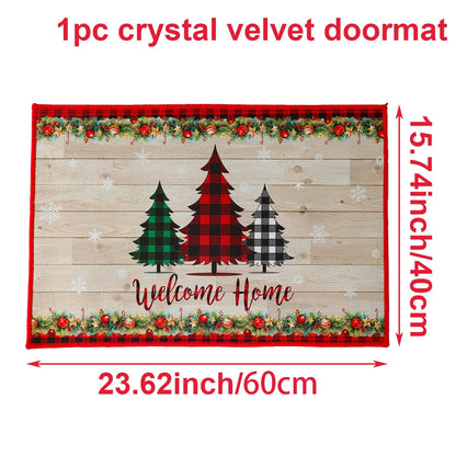 Santa Claus Christmas Doormat – Flannel Welcome Mat for Home