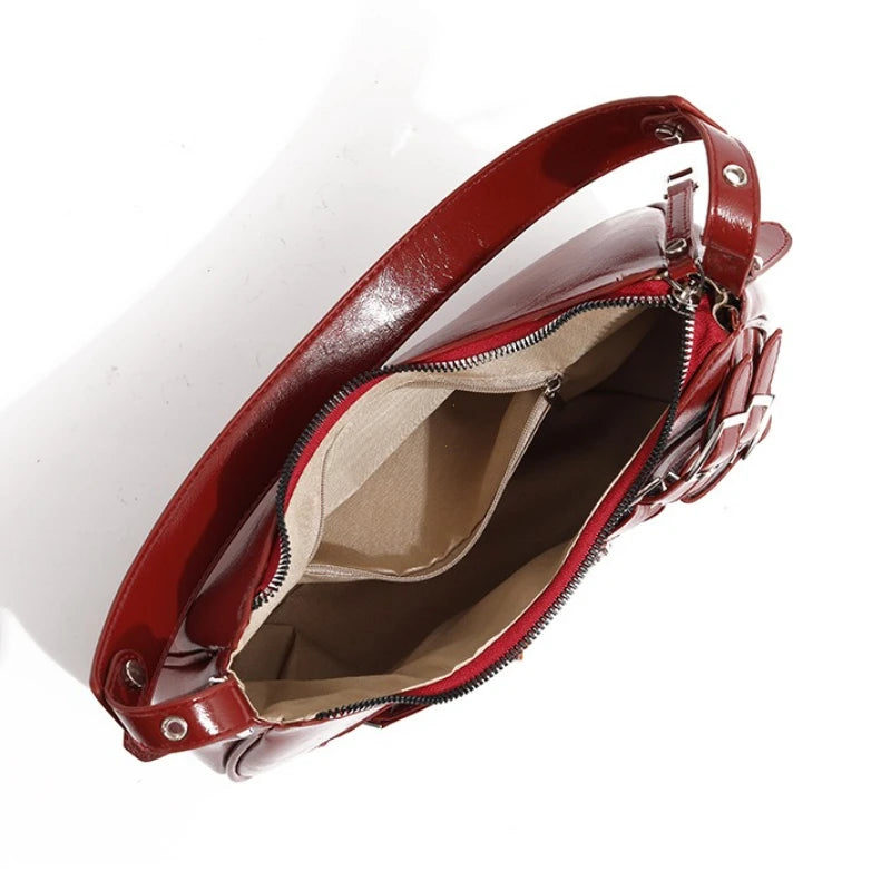 Vintage PU Leather Shoulder Bags For Women Y2K Trendy