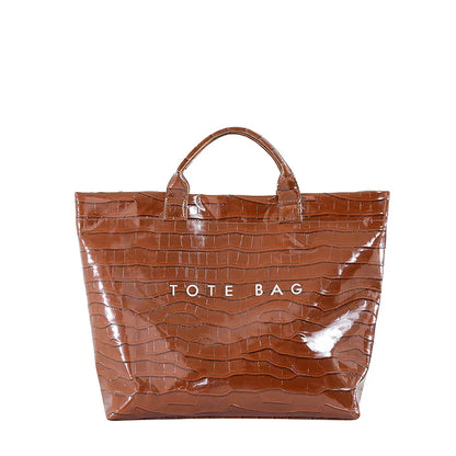 Crocodile Texture Tote Bag Pvc Kraft Paper Large Capacity Luxury Hobo Handbag