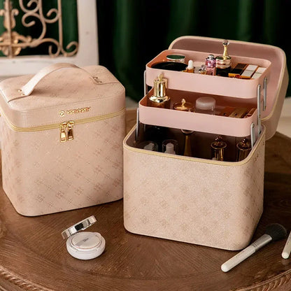 Large Professional Makeup Bag with Mirror – Cosmetic Organizer Case