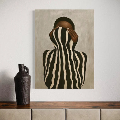 Abstract Black Woman Wall Art Print – Striped Figure Poster