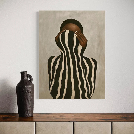 Abstract Black Woman Wall Art Print – Striped Figure Poster
