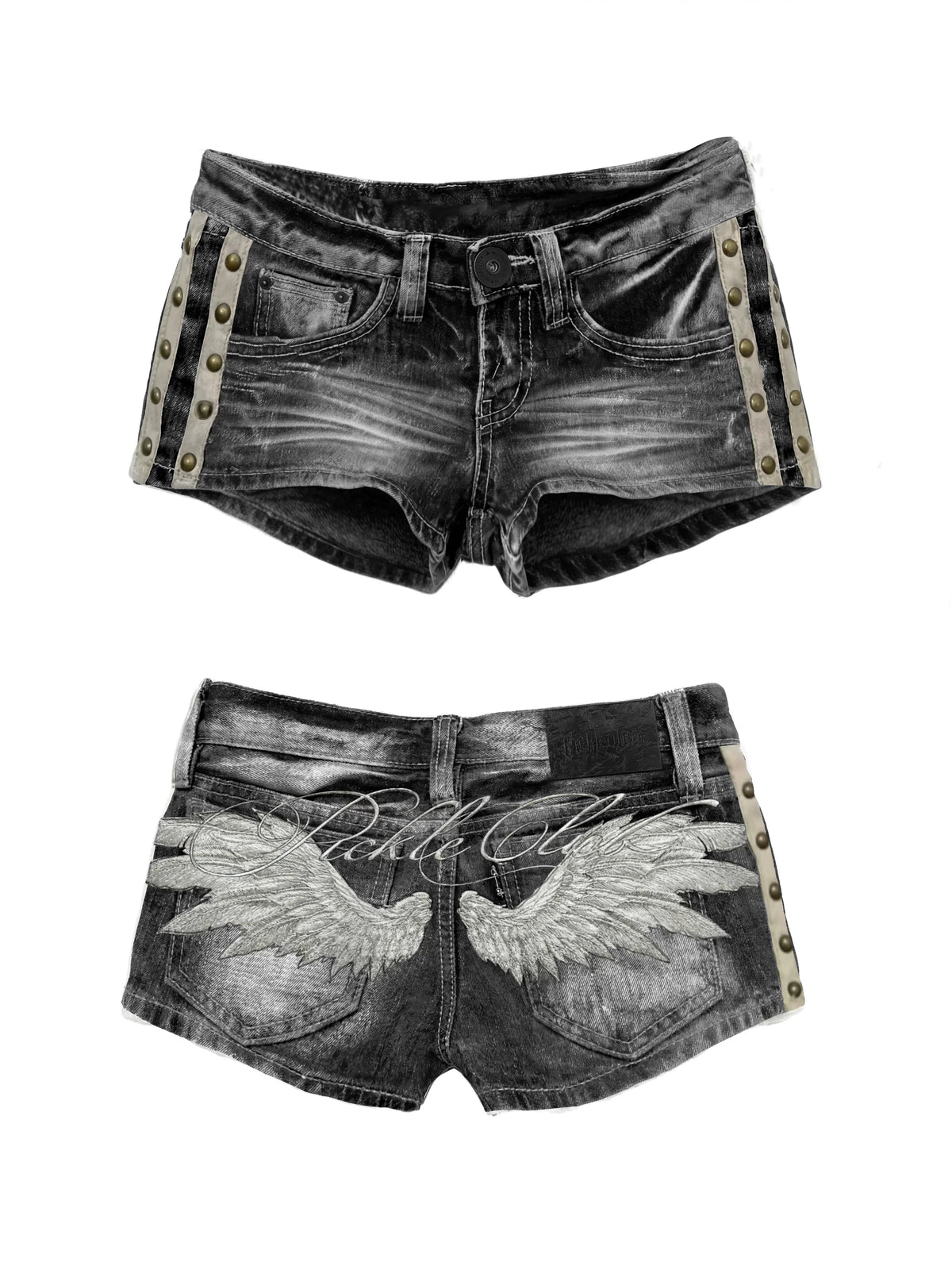 Y2K Angel Wings Vest & Denim Shorts Set – Punk Streetwear